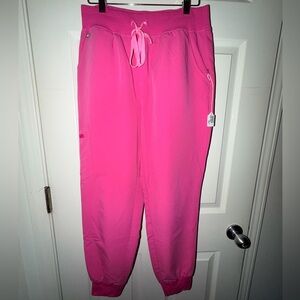 Women's Figs High Waisted Zamora Jogger Scrub Pants in F'ing Pink